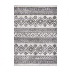 Southwestern Tribal Geometric High-Low Gray 5 ft. x 7 ft. Area Rug by World Rug Gallery