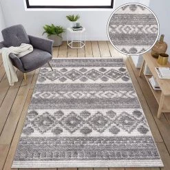 Southwestern Tribal Geometric High-Low Gray 5 ft. x 7 ft. Area Rug by World Rug Gallery -Shaw stor online gray world rug gallery area rugs 4022gray5x7 c3 1000