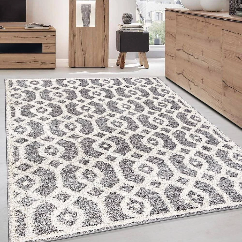 Moroccan Trellis High-Low Gray 5 ft. x 7 ft. Area Rug by World Rug Gallery 9 Moroccan Trellis High-Low Gray 5 ft. x 7 ft. Area Rug by World Rug Gallery - Image 9