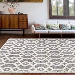 Moroccan Trellis High-Low Gray 5 ft. x 7 ft. Area Rug by World Rug Gallery 13 Moroccan Trellis High-Low Gray 5 ft. x 7 ft. Area Rug by World Rug Gallery -Shaw stor online gray world rug gallery area rugs 4024gray5x7 4f 1000