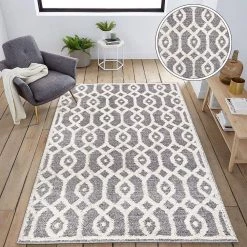 Moroccan Trellis High-Low Gray 5 ft. x 7 ft. Area Rug by World Rug Gallery 12 Moroccan Trellis High-Low Gray 5 ft. x 7 ft. Area Rug by World Rug Gallery -Shaw stor online gray world rug gallery area rugs 4024gray5x7 c3 1000