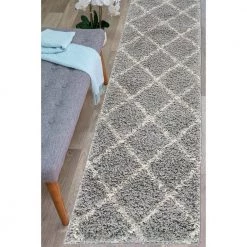 Gray 2 ft. x 7 ft. Modern Trellis Cozy Plush Shag Runner Rug by World Rug Gallery -Shaw stor online gray world rug gallery area rugs 481gray2x7 31 1000