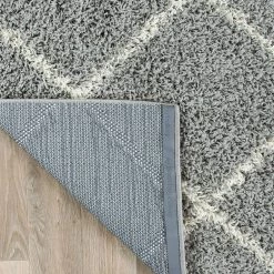 Gray 2 ft. x 7 ft. Modern Trellis Cozy Plush Shag Runner Rug by World Rug Gallery -Shaw stor online gray world rug gallery area rugs 481gray2x7 66 1000