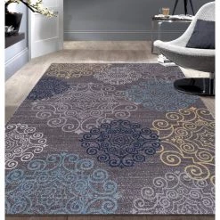 Contemporary Floral Non-Slip (Non-Skid) Gray 5 ft. 3 in. x 7 ft. 3 in. Indoor Area Rug by World Rug Gallery 9 Contemporary Floral Non-Slip (Non-Skid) Gray 5 ft. 3 in. x 7 ft. 3 in. Indoor Area Rug by World Rug Gallery -Shaw stor online gray world rug gallery area rugs 508gray5x8 31 1000