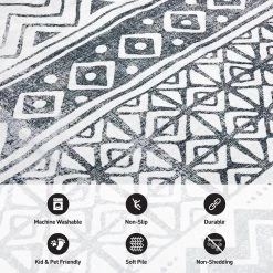 Gray 2 ft. x 7 ft. Bohemian Geometric Machine Washable Runner Rug by World Rug Gallery -Shaw stor online gray world rug gallery area rugs 7017gray2x7 4f 1000