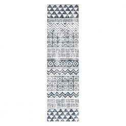 Gray 2 ft. x 7 ft. Bohemian Geometric Machine Washable Runner Rug by World Rug Gallery
