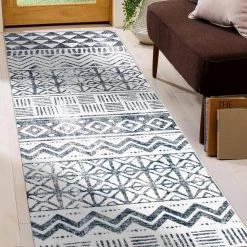 Gray 2 ft. x 7 ft. Bohemian Geometric Machine Washable Runner Rug by World Rug Gallery -Shaw stor online gray world rug gallery area rugs 7017gray2x7 c3 1000