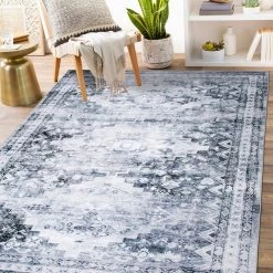Gray 5 ft. x 7 ft. Distressed Transitional Machine Washable Area Rug by World Rug Gallery -Shaw stor online gray world rug gallery area rugs 7023gray5x7 31 1000