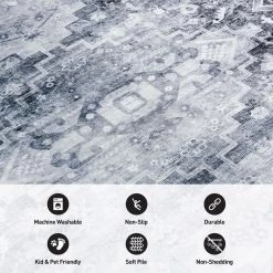 Gray 5 ft. x 7 ft. Distressed Transitional Machine Washable Area Rug by World Rug Gallery -Shaw stor online gray world rug gallery area rugs 7023gray5x7 4f 1000