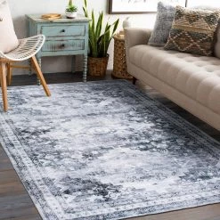 Gray 5 ft. x 7 ft. Distressed Transitional Machine Washable Area Rug by World Rug Gallery -Shaw stor online gray world rug gallery area rugs 7023gray5x7 c3 1000