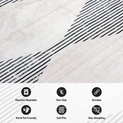 Gray 7 ft. 10 in. x 10 ft. Contemporary Geometric Stripes Machine Washable Area Rug by World Rug Gallery -Shaw stor online gray world rug gallery area rugs 7028gray8x10 4f 1000