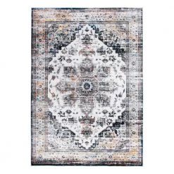 Gray 7 ft. 10 in. x 10 ft. Transitional Medallion Machine Washable Area Rug by World Rug Gallery