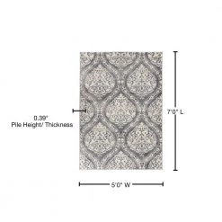 Distressed Floral Damask Bohemian Gray 5 ft. x 7 ft. Area Rug by World Rug Gallery -Shaw stor online gray world rug gallery area rugs 702gray5x7 76 1000