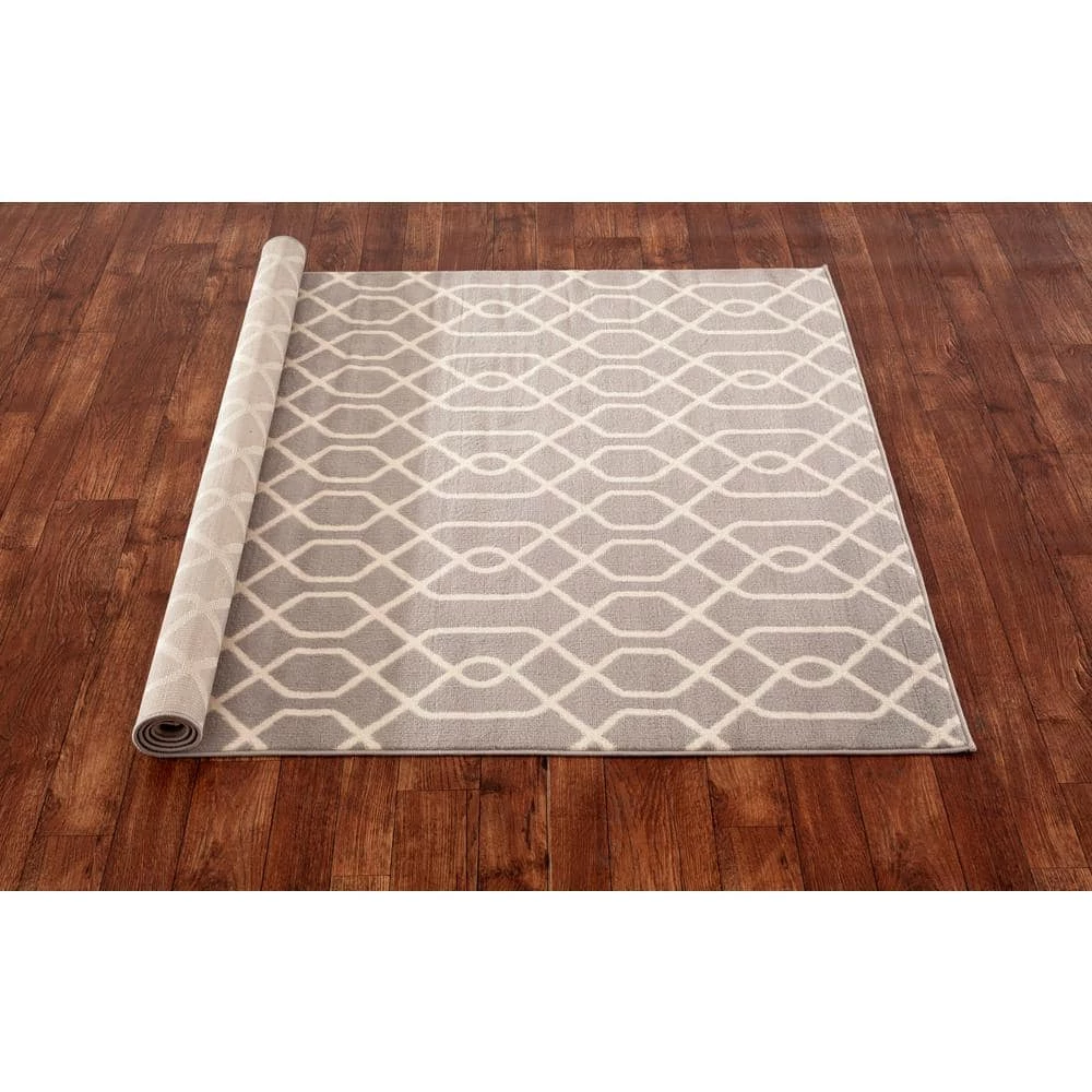 Modern Trellis Pattern Gray 8 ft. x 9 ft. Area Rug by World Rug Gallery 3 Modern Trellis Pattern Gray 8 ft. x 9 ft. Area Rug by World Rug Gallery - Image 3