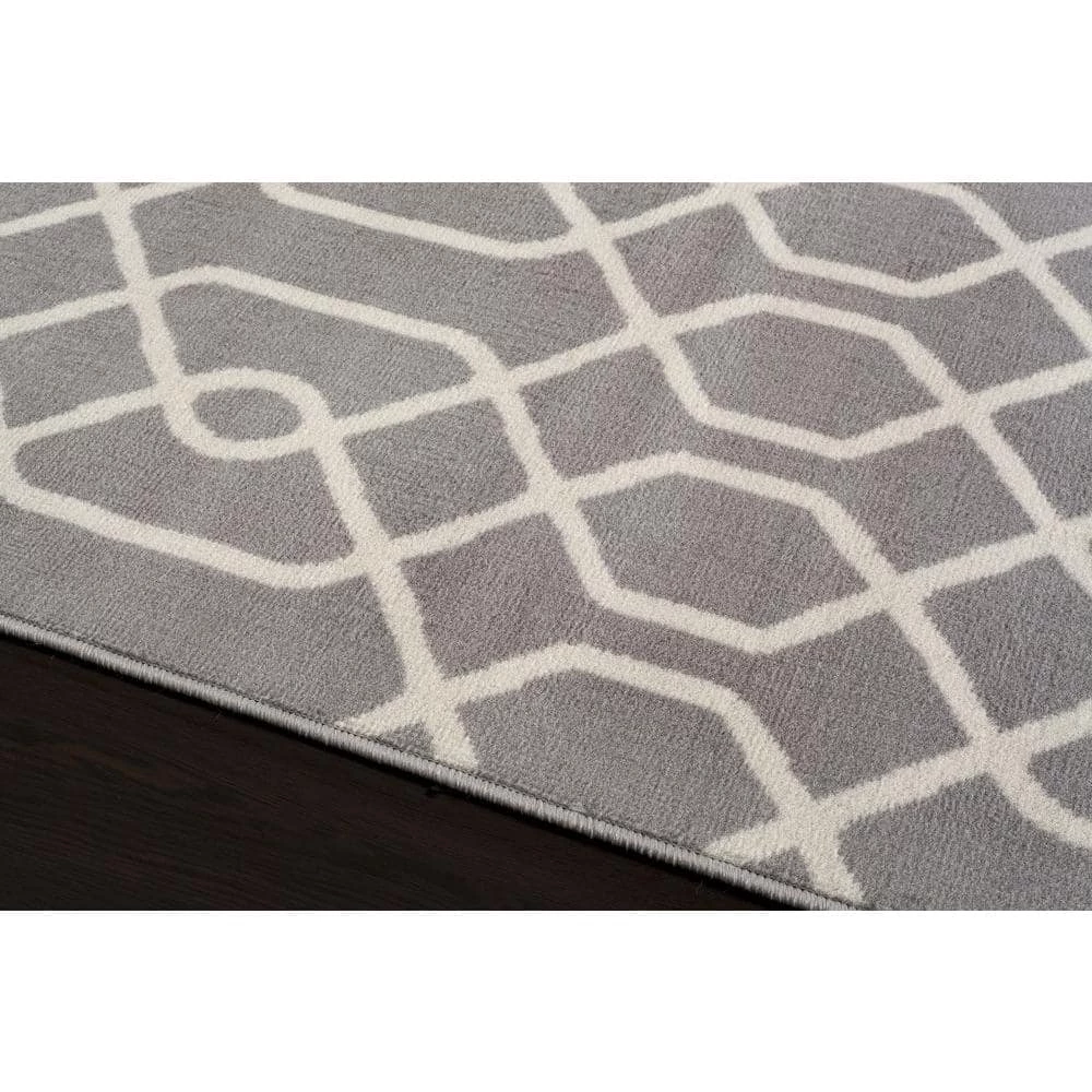 Modern Trellis Pattern Gray 8 ft. x 9 ft. Area Rug by World Rug Gallery 6 Modern Trellis Pattern Gray 8 ft. x 9 ft. Area Rug by World Rug Gallery - Image 6