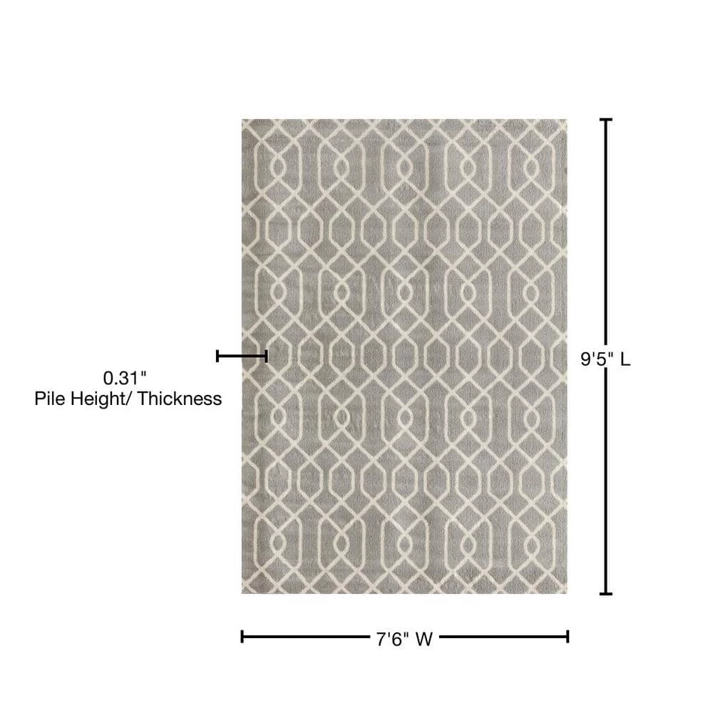Modern Trellis Pattern Gray 8 ft. x 9 ft. Area Rug by World Rug Gallery 7 Modern Trellis Pattern Gray 8 ft. x 9 ft. Area Rug by World Rug Gallery - Image 7