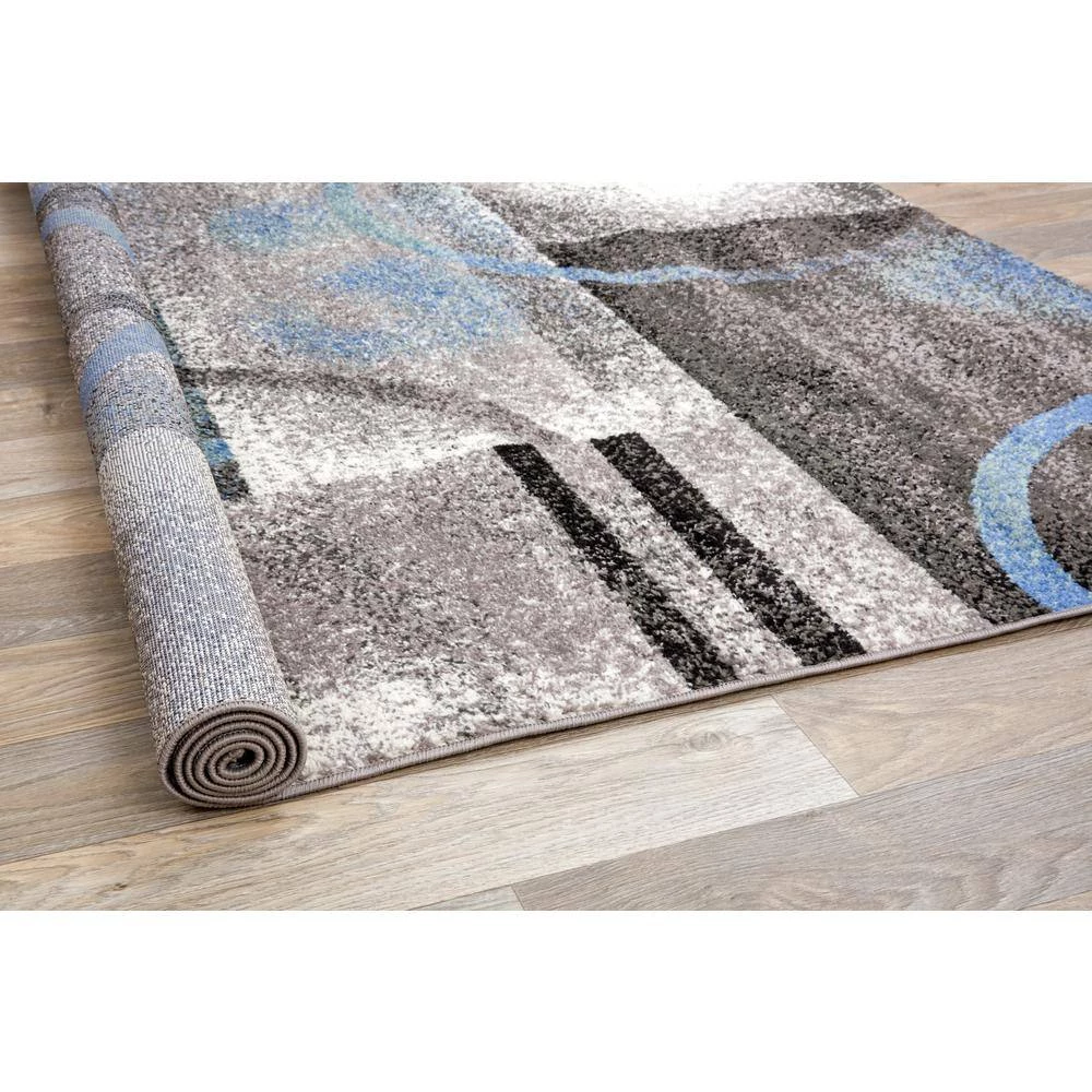 Contemporary Geometric Circles Gray 2 ft. x 7 ft. Indoor Runner Rug by World Rug Gallery 3 Contemporary Geometric Circles Gray 2 ft. x 7 ft. Indoor Runner Rug by World Rug Gallery - Image 3
