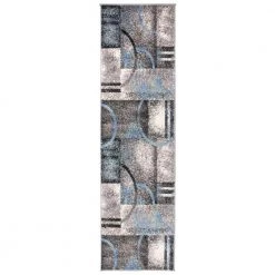 Contemporary Geometric Circles Gray 2 ft. x 7 ft. Indoor Runner Rug by World Rug Gallery