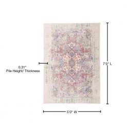 Bohemian Vintage Oriental 5 ft. x 7 ft. Gray Area Rug by World Rug Gallery -Shaw stor online gray world rug gallery area rugs mon831gray5x7 76 1000
