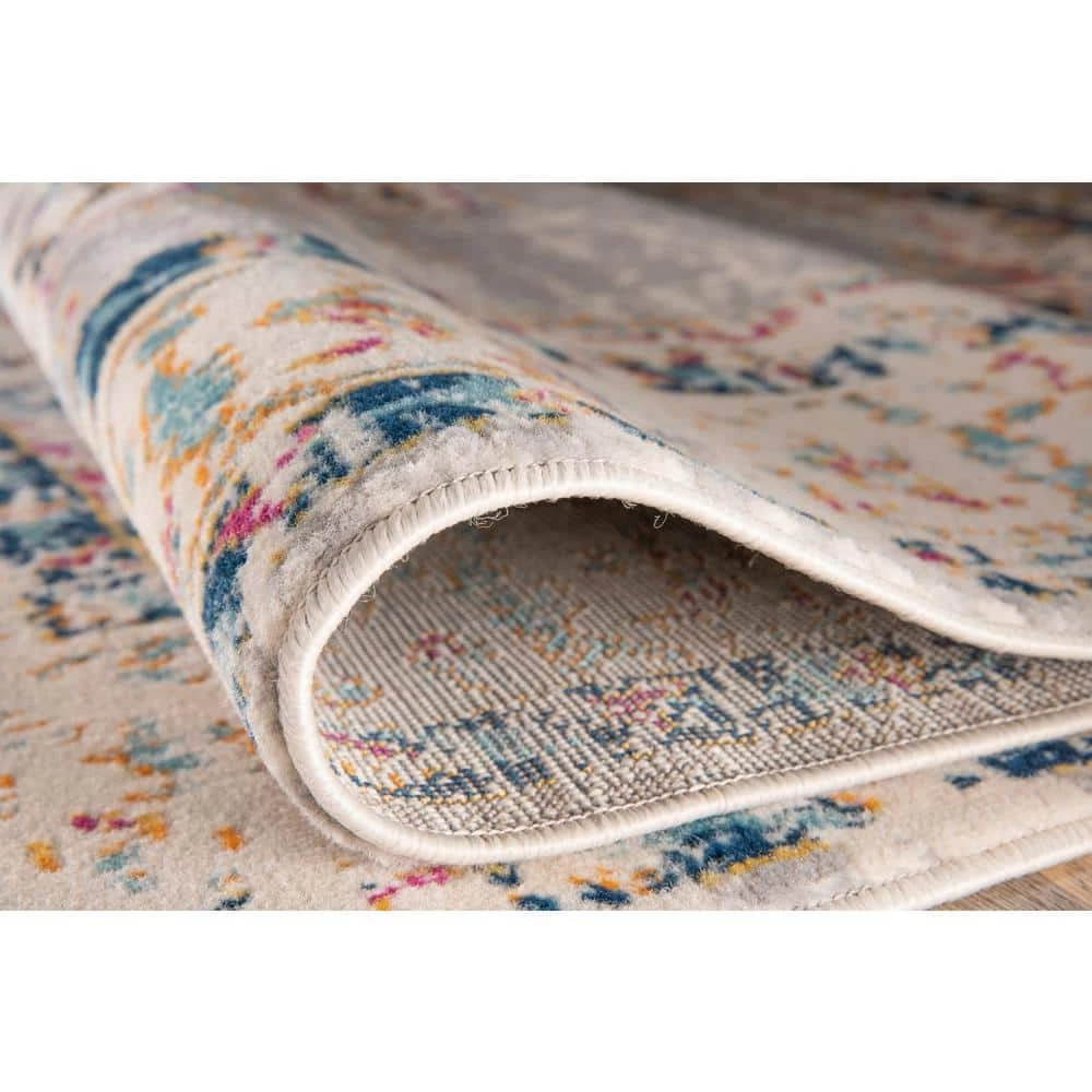 Bohemian Medallion Distressed Design Area Rug 7'10" x 10' Gray by World Rug Gallery 4 Bohemian Medallion Distressed Design Area Rug 7'10" x 10' Gray by World Rug Gallery - Image 4