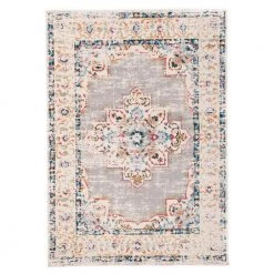 Bohemian Medallion Distressed Design Area Rug 7'10" x 10' Gray by World Rug Gallery