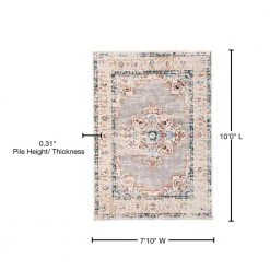 Bohemian Medallion Distressed Design Area Rug 7'10" x 10' Gray by World Rug Gallery 10 Bohemian Medallion Distressed Design Area Rug 7'10" x 10' Gray by World Rug Gallery -Shaw stor online gray world rug gallery area rugs mon832gray8x10 76 1000