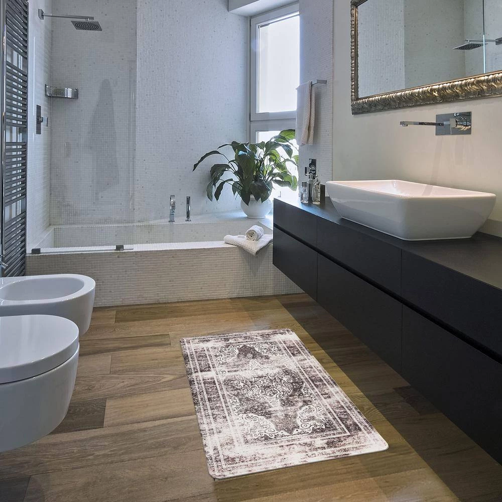 Distressed Traditional Gray 18"x30" Anti-Fatigue Standing Mat by World Rug Gallery 5 Distressed Traditional Gray 18"x30" Anti-Fatigue Standing Mat by World Rug Gallery - Image 5