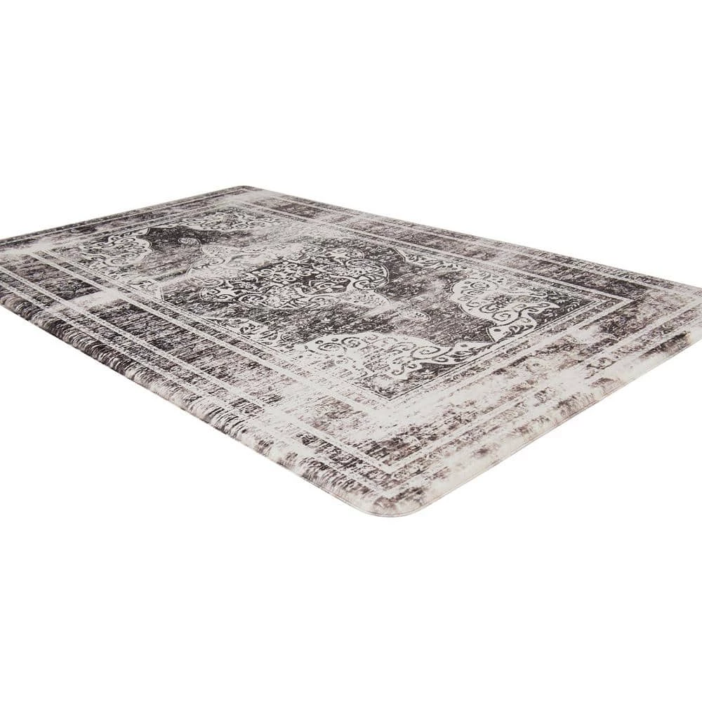 Distressed Traditional Gray 18"x30" Anti-Fatigue Standing Mat by World Rug Gallery 2 Distressed Traditional Gray 18"x30" Anti-Fatigue Standing Mat by World Rug Gallery - Image 2