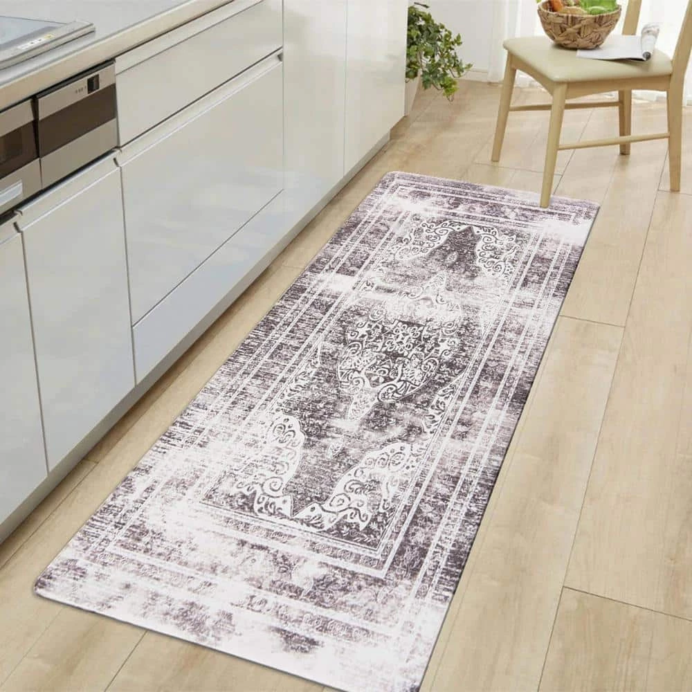 Distressed Traditional Gray 18"x47" Anti-Fatigue Standing Mat by World Rug Gallery 6 Distressed Traditional Gray 18"x47" Anti-Fatigue Standing Mat by World Rug Gallery - Image 6