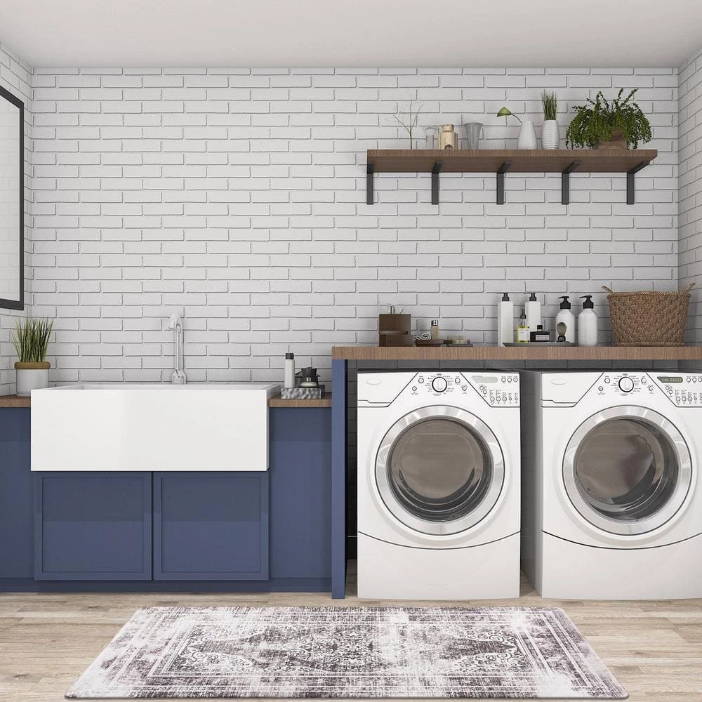 Distressed Traditional Gray 18"x47" Anti-Fatigue Standing Mat by World Rug Gallery 4 Distressed Traditional Gray 18"x47" Anti-Fatigue Standing Mat by World Rug Gallery - Image 4