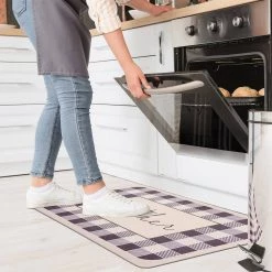 Gather Plaid Gray 18"x30" Anti-Fatigue Standing Mat by World Rug Gallery -Shaw stor online gray world rug gallery kitchen mats 1031gray18x30 1f 1000