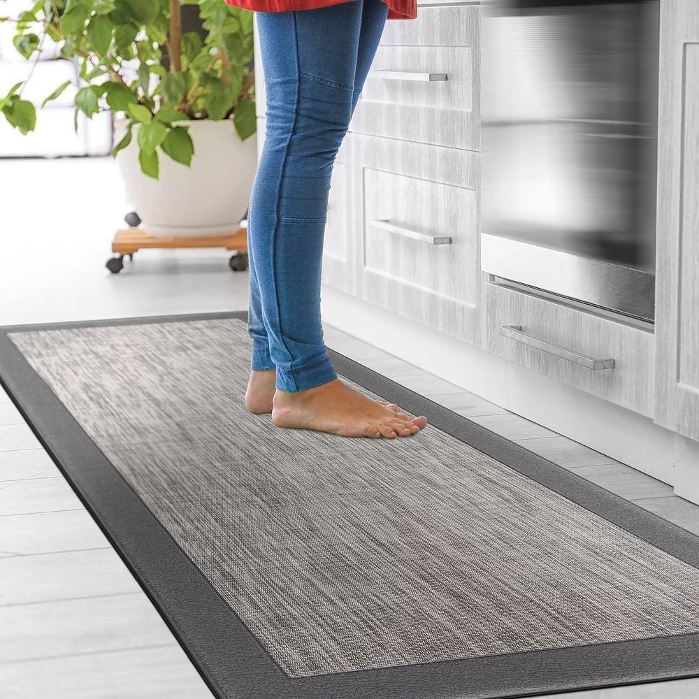 Textline Bordered Gray 18 in. x 47 in. Anti-Fatigue Standing Mat by World Rug Gallery 3 Textline Bordered Gray 18 in. x 47 in. Anti-Fatigue Standing Mat by World Rug Gallery - Image 3