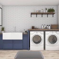 Solid Gray 17"x60" Anti-Fatigue Standing Mat by World Rug Gallery -Shaw stor online gray world rug gallery kitchen mats 1043gray17x60 4f 1000