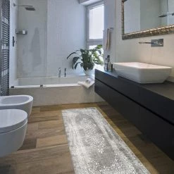 Gray Distressed Traditional Vintage Design 18 in. x 47 in. Anti Fatigue Standing Mat by World Rug Gallery -Shaw stor online gray world rug gallery kitchen mats 811gray18x47 4f 1000