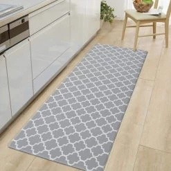 Gray 18 in. x 47 in. Modern Trellis Pattern Anti Fatigue Standing Mat by World Rug Gallery -Shaw stor online gray world rug gallery kitchen mats 880gray18x47 31 1000