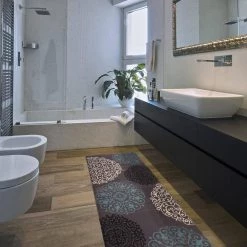 Gray 18 in. x 47 in. Contemporary Modern Floral Anti Fatigue Standing Mat by World Rug Gallery -Shaw stor online gray world rug gallery kitchen mats 993gray18x47 4f 1000