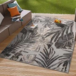 Gray 7 ft. 10 in. x 10 ft. Floral Leaves Indoor/Outdoor Area Rug by World Rug Gallery -Shaw stor online gray world rug gallery outdoor rugs 8012gray8x10 31 1000