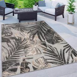 Gray 7 ft. 10 in. x 10 ft. Floral Leaves Indoor/Outdoor Area Rug by World Rug Gallery -Shaw stor online gray world rug gallery outdoor rugs 8012gray8x10 c3 1000