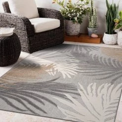 Gray 5 ft. x 7 ft. Contemporary Tropical Large Floral Indoor/Outdoor Area Rug by World Rug Gallery -Shaw stor online gray world rug gallery outdoor rugs 8013gray5x7 1f 1000
