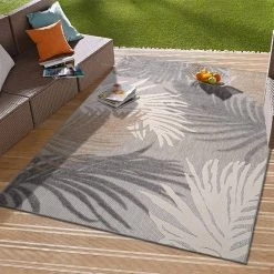 Gray 5 ft. x 7 ft. Contemporary Tropical Large Floral Indoor/Outdoor Area Rug by World Rug Gallery -Shaw stor online gray world rug gallery outdoor rugs 8013gray5x7 31 1000