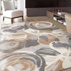 Modern Gray 7 ft. 10 in. x 10 ft. Large Floral Flowers Indoor/Outdoor Area Rug by World Rug Gallery 14 Modern Gray 7 ft. 10 in. x 10 ft. Large Floral Flowers Indoor/Outdoor Area Rug by World Rug Gallery -Shaw stor online gray world rug gallery outdoor rugs 8017gray8x10 1f 1000