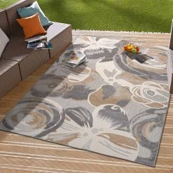 Modern Gray 7 ft. 10 in. x 10 ft. Large Floral Flowers Indoor/Outdoor Area Rug by World Rug Gallery 17 Modern Gray 7 ft. 10 in. x 10 ft. Large Floral Flowers Indoor/Outdoor Area Rug by World Rug Gallery -Shaw stor online gray world rug gallery outdoor rugs 8017gray8x10 31 1000