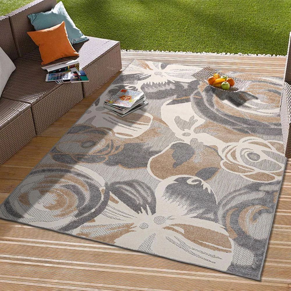 Modern Gray 7 ft. 10 in. x 10 ft. Large Floral Flowers Indoor/Outdoor Area Rug by World Rug Gallery 9 Modern Gray 7 ft. 10 in. x 10 ft. Large Floral Flowers Indoor/Outdoor Area Rug by World Rug Gallery - Image 9