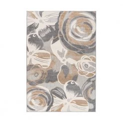Modern Gray 7 ft. 10 in. x 10 ft. Large Floral Flowers Indoor/Outdoor Area Rug by World Rug Gallery