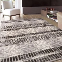 Gray 7 ft. 10 in. x 10 ft. Distressed Geometric Indoor/Outdoor Area Rug by World Rug Gallery -Shaw stor online gray world rug gallery outdoor rugs 8019gray8x10 1f 1000