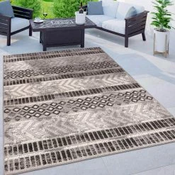 Gray 7 ft. 10 in. x 10 ft. Distressed Geometric Indoor/Outdoor Area Rug by World Rug Gallery -Shaw stor online gray world rug gallery outdoor rugs 8019gray8x10 c3 1000