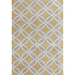 Contemporary Trellis Chain Gray/Yellow 5 ft. x 7 ft. Area Rug by World Rug Gallery