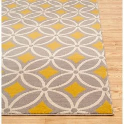 Contemporary Trellis Chain Gray/Yellow 5 ft. x 7 ft. Area Rug by World Rug Gallery -Shaw stor online gray yellow world rug gallery area rugs 9104 gray yellow 5 x 7 d4 1000