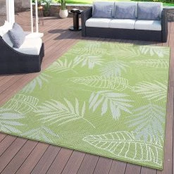 Green 5 ft. x 7 ft. Contemporary Floral Leaves Flatweave Waterproof Backyard Indoor/Outdoor Area Rug by World Rug Gallery -Shaw stor online green world rug gallery outdoor rugs 5002green5x7 31 1000