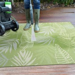 Green 5 ft. x 7 ft. Contemporary Floral Leaves Flatweave Waterproof Backyard Indoor/Outdoor Area Rug by World Rug Gallery -Shaw stor online green world rug gallery outdoor rugs 5002green5x7 44 1000